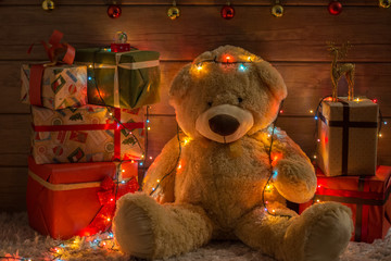 Little Teddy bear and new year time 