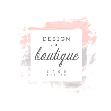 Boutique design logo, badge for fashion clothes shop, beauty salon or cosmetician watercolor vector Illustration