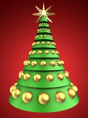 3d christmas tree over red