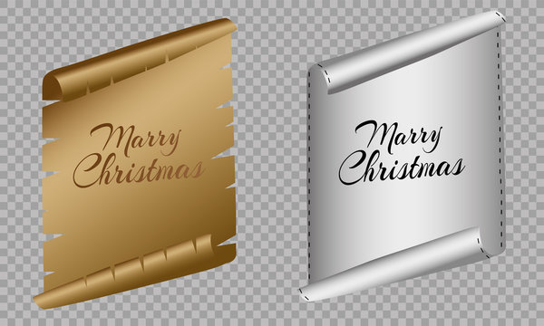Realistic paper banners set. Merry Christmas. Vector illustration