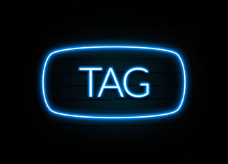 Tag  - colorful Neon Sign on brickwall