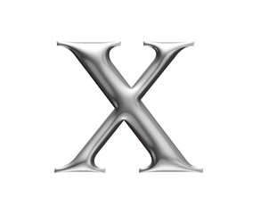 metallic alphabet, 3d rendering, letter X