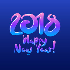 Vector cool Greeting Card with gradient text Happy New Year 2018