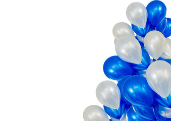 Balloons floating from the right on white background