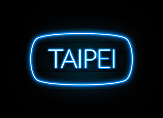 Taipei  - colorful Neon Sign on brickwall