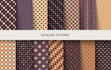 Seamless patterns polka dots set © Nataliya Yakovleva