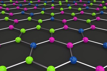 Graphene atomic structure on black background