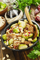 Stewed pork with brussels sprouts