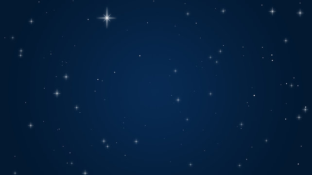 Beautiful Gleam Shining Stars In Dark Blue Sky Background