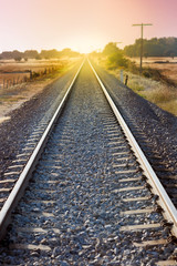 Fototapeta na wymiar Railroad track sunlit