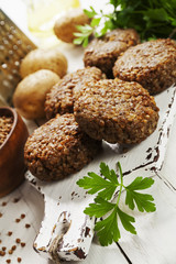 Vegetarian cutlets of buckwheat