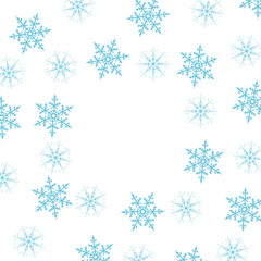 Festive decorative frame made of snowflakes on a white background. For posters, postcards, greeting for Christmas, new year.