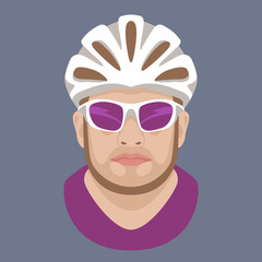 cyclist  in  glasses  face vector flat style