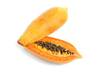 Papaya fruit  isolated on a white background 