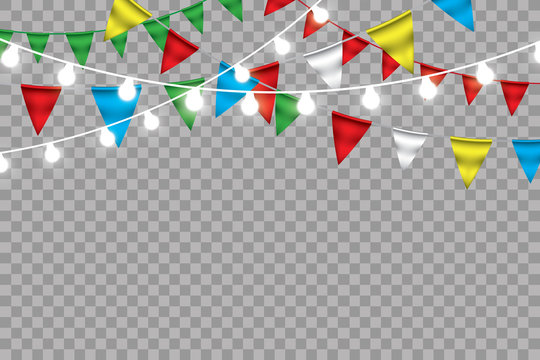 Colorful Isolated Garland With Party Flags. Vector Illustration.

