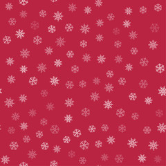 abstract Christmas seamless pattern from white snowflakes on red background. For holiday, new year, celebration, party.