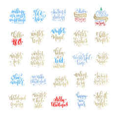 set of 25 merry christmas and happy new year hand lettering