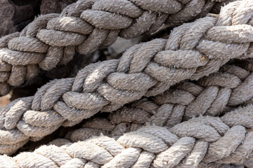 Close up of several strong ropes, use as background