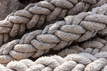 Close up of several strong ropes, use as background