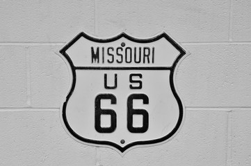 Signe de la route 66 dans le Missouri.