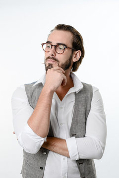 Portrait Of A Handsome 30 Years Old Young Man Isolated On A White Background