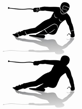 silhouette of a skier , vector draw