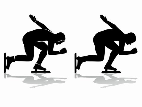 silhouette of a speed skater , vector draw
