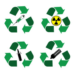 Fototapeta premium Recycle waste bins icons