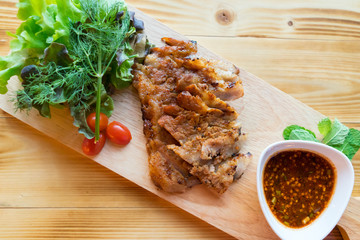 delicious meat grill with spicy sauce