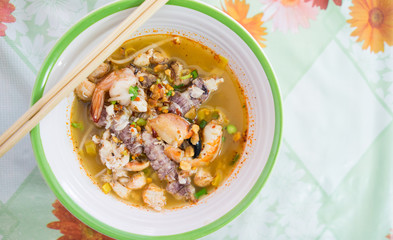 seafood noodle, copy space