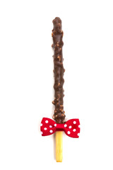 Chocolate Filled Biscuit Sticks on White Background