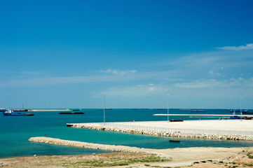 Fototapeta premium On the shore of the Caspian Sea. The Caspian Sea is the largest enclosed inland water body on Earth by area.