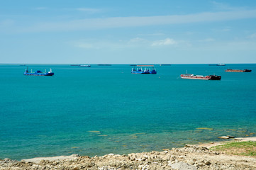 Obraz premium On the shore of the Caspian Sea. The Caspian Sea is the largest enclosed inland water body on Earth by area.