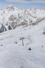 Fototapeta na wymiar Landscape winter with ski slopes.