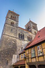 Fototapeta na wymiar Towers of the Servatius church of Quedlinburg