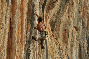 climbing tufa wall on Majorca