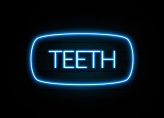 Teeth  - colorful Neon Sign on brickwall