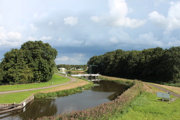 Drawbridge over the ring canal of the Zuidplaspolder in lowest area of western europe