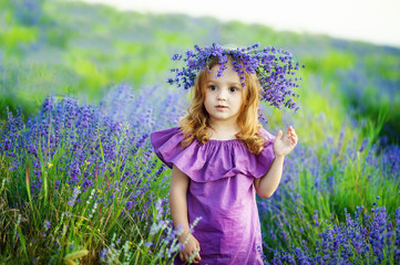romantic portrait of the beautiful little girl with a flower in her hair