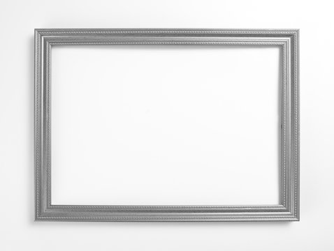 Silver frame for painting or picture on white background.