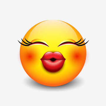Cute kissing emoticon, emoji