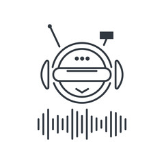 Isolated robot icon in a linear flat style. The concept of voice assistant and chat bot