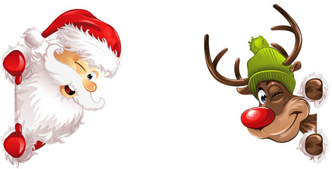 Weihnachtsmann Rudolph - obrazy, fototapety, plakaty