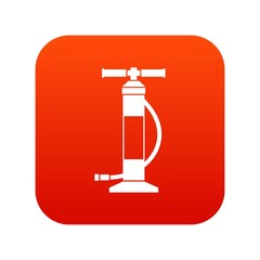 Hand air pump icon digital red