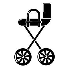 Baby carriage yellow icon, simple black style