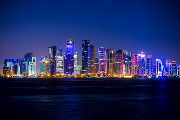 Doha Skyscrapers and Night