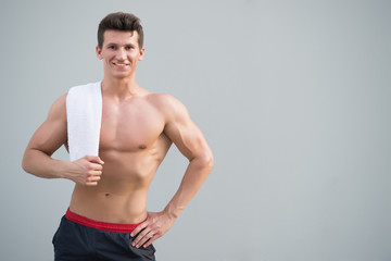 Athlete with strong arms, biceps and triceps
