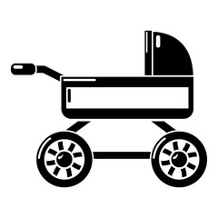 Baby carriage icon, simple black style