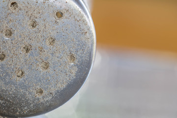 Close-up Pepper Shaker on a marble table