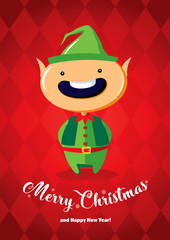 Christmas card with a Christmas elf
